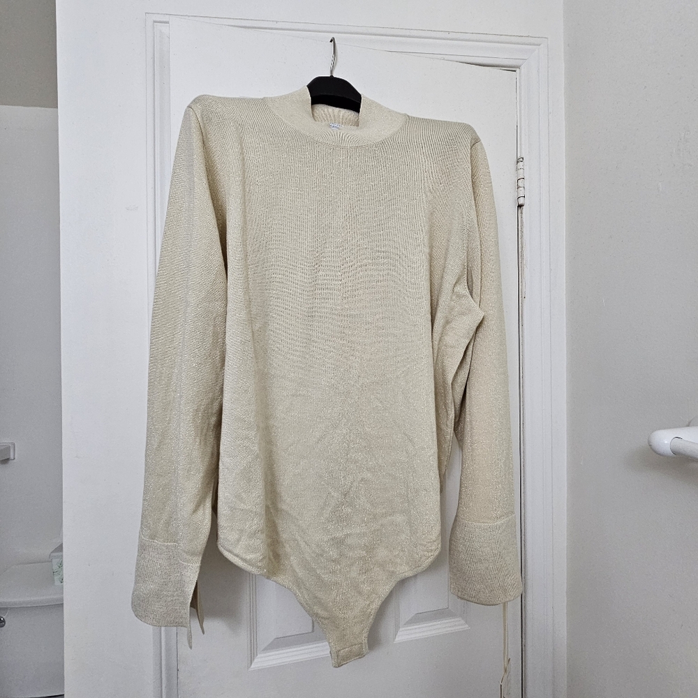 NWT Athela By Alicia Keys Cream Turtleneck Sweater Body Suit, Sz 3X